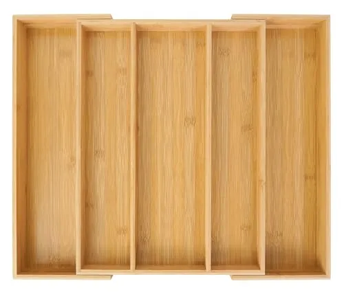 Utoplike Besteckkasten für Schubladen, Ausziehbar Besteck Organizer Küche, Schubladeneinsatz Holz, Bambus schubladen Organizer, 3–5 Fächer für Utensilien