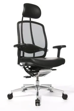 Wagner AluMedic Limited Leder Bürodrehstuhl - Bürostuhl mit ergonomischem Design, Kopfstütze und atmungsaktiver Rückenlehne für optimalen Komfort während langer Arbeitsstunden.