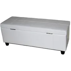 Aufbewahrungs-Truhe Sitzbank Kriens, Leder + Kunstleder - Bürostühle mit integriertem Aufbewahrungsfach, ideal für Ordnung und Stil in jedem Raum. Gepolsterte Sitzfläche und stabiler Stand auf 4 Kunststoffbeinen.