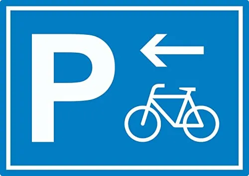 Fahrrad Parkplatz Aufkleber mit Richtungspfeil links waagerecht A3 (297x420mm)