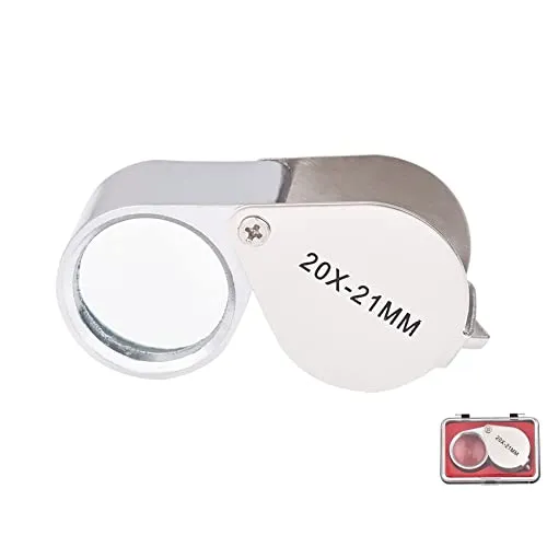 CUNTAUK Juwelierlupe, 20-fache Handlupe, Juwelierlupe, Lupe mit Etui, für Wissenschaft, Lesen, Bücher, Zeitungen, Insekten, Hobby-Beobachtung (20-fach)