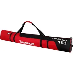 BRUBAKER Skitasche Carver Pro - Gepolsterter Skisack in Schwarz-Rot - Sporttaschen für Alpinski und Wintersport, reißfest und schnittfest mit 10 mm PU-Schaum für optimalen Schutz und zwei verstellbaren Tragegurten.