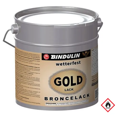 Bindulin Goldlack Metalldose Glänzend hohe Deckkraft UV Beständig 250g