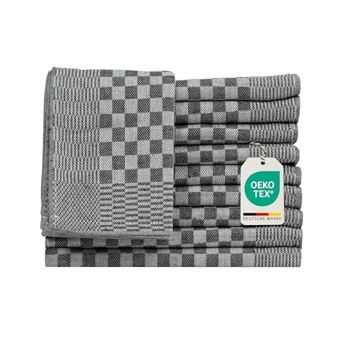 Müskaan 10er Set Geschirrtücher 100% Baumwolle 50x70 cm Schwarz 210 g/m² | Küchenhandtücher für Abtrocknen, Grubentücher zum Putzen, Fusselfrei Geschirrhandtücher, Küchentücher saugstark, Geschirrtuch