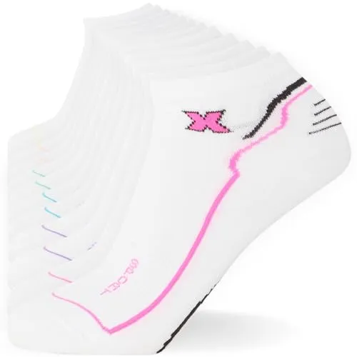 FM London Damen (12er-pack) Sneakersocken Ankle Socks, Weiß, 30-34 EU