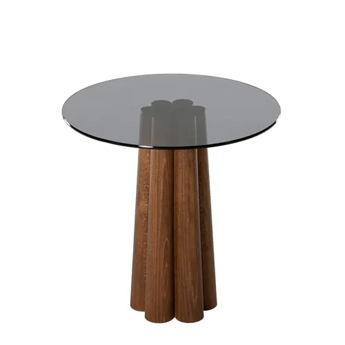 Hanah Home Modern Coffee Table, 50x50x50 cm, Walnut & Dark Grey, 100% Tempered Glass & Beech Frame | Stylish & Functional Design for Contemporary Living Spaces