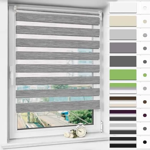 Magiea Doppelrollo Klemmfix ohne Bohren & mit Bohren, Marmor Grau 40x150cm (BxH) Duo Rollo, Klemmrollo lichtdurchlässig und Blickdicht, Fensterrollo Sonnenschutzrollo für Fenster & Tür