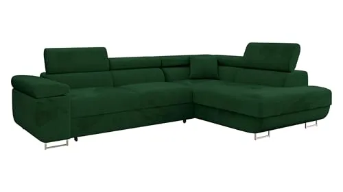 Mirjan24 Ecksofa Torezio mit Bettkasten und Schlaffunktion - Ecksofa in L-Form mit Schlaffläche 198 x 125 cm und praktischen, einstellbaren Kopfstützen – ideal für Wohnzimmer und Gästezimmer.