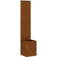 vidaXL Blumentopf mit dekorativem Paneel Rostig 32 x 140 cm - Garten-Zubehör mit modernem Sichtschutz aus witterungsbeständigem Stahl, bietet robusten Schutz und stilvolle Privatsphäre für deinen Außenbereich.