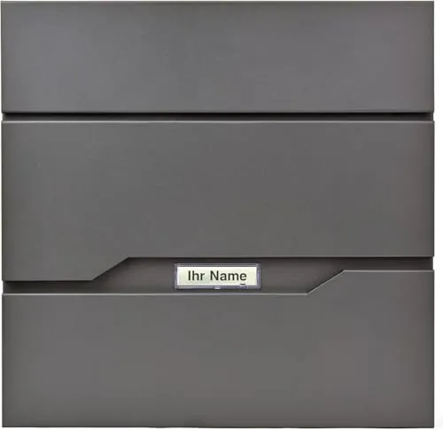 Verda Briefkasten mit Zeitungsfach, 2X Schlüssel, Edehlstahl, 37 x 37 x 11cm, Personalisierter Wandbriefkasten Zeitungsrolle Designer Postkasten Namensschildhalter SN3673-1