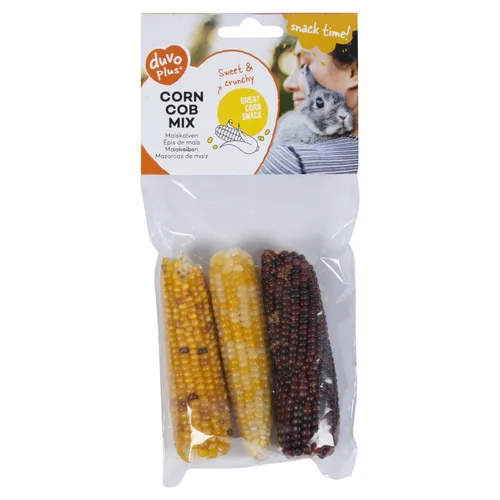 Duvo+ Maiskolben-Mix für Nagetiere - 3 Stück Snack & Zahn-Abnutzung