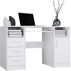 Raumhirsch Möbel Schreibtisch Delta, Weiß, 120x75x60 cm - Moderner Schreibtisch mit großzügiger Arbeitsfläche und praktischem Stauraum. Ideal für Homeoffice und Jugendzimmer, kombiniert er Funktionalität mit zeitloser Optik.