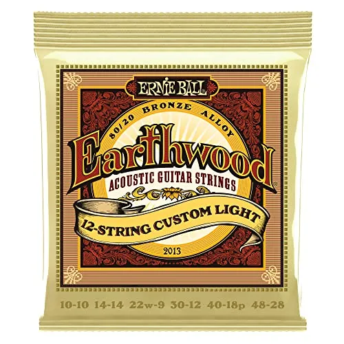 Ernie Ball Earthwood Custom Light Akustik-Gitarrensaiten, für 12-Saiter, 80/20-Bronze, Stärke 10–48