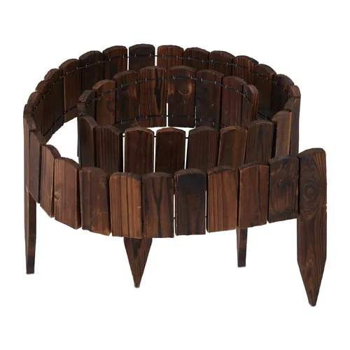Flexible Beeteinfassung Steckzaun aus Holz - Kanteneinfassung aus Holz, einfach zu montieren und ideal zur Gestaltung von Gartenbeeten. Breite 200 cm, dunkelbraun, sorgt für eine ansprechende Gartenoptik.