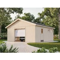 Elementgarage Andre 28,5 m² mit Sektionaltor - Moderne Elementgarage aus unbehandelter nordischer Fichte, 160 mm Wandstärke und inkl. Sektionaltor – ideal für individuellen Stauraum!