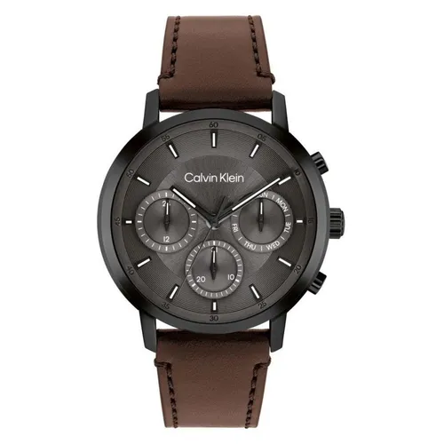 Calvin Klein Gauge Herren Quarz Uhr mit Lederarmband - Armbanduhren für Herren mit modernem Design, präzisem Quarzwerk und wasserfest bis 3 ATM – ideal für den täglichen Gebrauch.