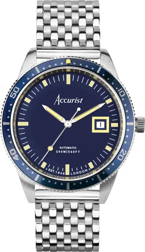 Accurist Tauchen 42mm Herren Automatik Uhr Silber
