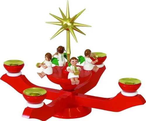 Adventsleuchter rot von Richard Glässer - Nussknacker Adventsleuchter, 24 cm hoch, aus nachhaltigen Rohstoffen für eine festliche Atmosphäre in der Adventszeit.