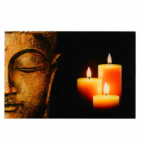 Glasbild T117 Buddha – Modernes Wandbild 40x60cm - Elegantes Wandbild aus Sicherheitsglas mit edlem Hochglanz-Effekt. Ideal für ein modernes Ambiente und als stilvolle Dekoration in jedem Raum.