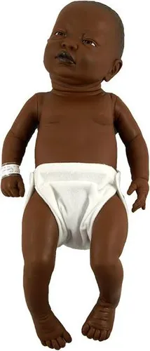 Babypuppe afrikanisches Mädchen 52 cm Vinylpuppe mit Windel Spielzeug