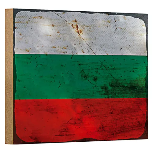 Holzschild Flagge Bulgarien 18x12cm Flag Bulgaria Rost