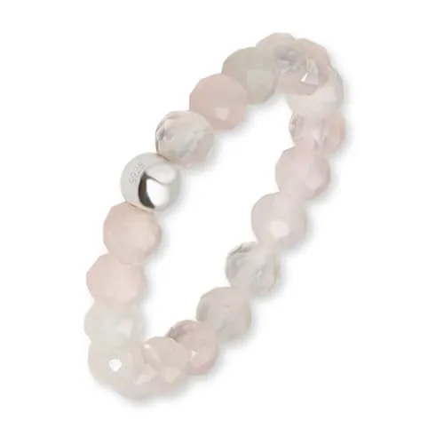 GD GOOD.designs Anti Stress Ring aus Rosenquarz Naturstein Perlen für Damen - Elastische Anxiety Rings | Fidget Ringe | Ringgröße 52-60