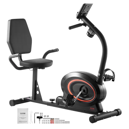 VEVOR Liegeergometer Sitz-Heimtrainer - Fitnessbike mit magnetischem Widerstand und LCD-Anzeige, ideal für sanftes Training und anpassbare Sitzpositionen für maximalen Komfort.