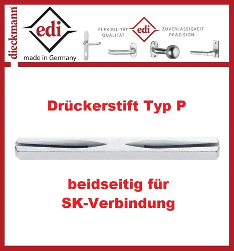 EDI Stahl Drückerstift Vierkantstift Typ P Vierkant 8x140mm Stahl SK Verbindung
