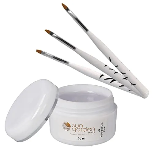Sun Garden Nails UV Fiberglas Gel klar 30ml + Pinselset