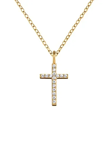 Engelsrufer Halskette mit Kreuz-Anhänger aus Sterlingsilber - Ketten für Damen mit edel schimmernden Zirkonia-Steinen, verstellbar von 38cm bis 42cm, ideal für individuelle Styles und besondere Anlässe.