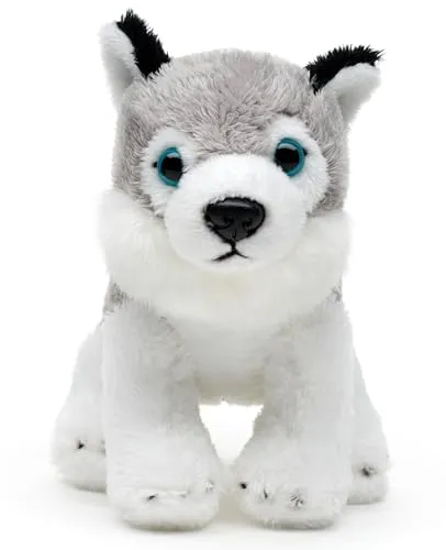 Uni-Toys - Husky Plushie, sitzend - 13 cm (Länge) - Plüsch-Hund - Plüschtier, Kuscheltier