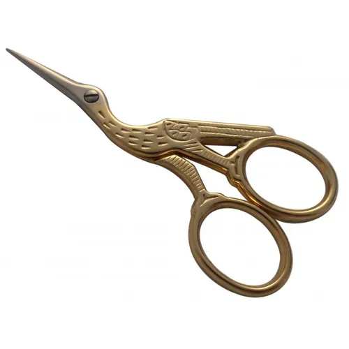 Storch Stickschere Vergoldet 9 cm mit PVC-Etui - Made in Italy