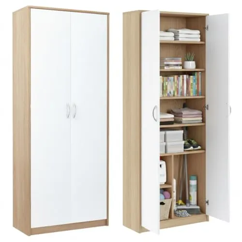 Home Collective Mehrzweckschrank mit 8 Fächern - Bücherregale mit 6 Einlegeböden und 2 Türen, modernes Design in mattem Finish, ideal für stilvollen und funktionalen Stauraum.