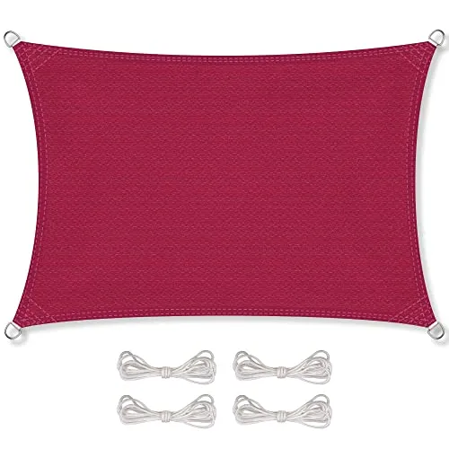 CelinaSun Sonnensegel inkl Befestigungsseile Premium HDPE wetterbeständig atmungsaktiv Rechteck 2,5 x 3 m rot