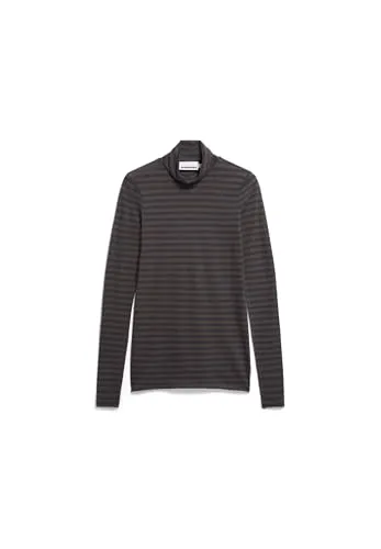 Armedangels Longsleeve GRAZILIANAA STRIPES - Shirt aus 100% Bio-Baumwolle, mit stylischem Mock-Ausschnitt und gestreiftem Design, ideal für einen lässigen Look.