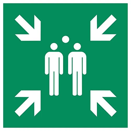 Dreifke® Schild Sammelstelle | Alu 40 x 40 cm | gemäß DIN EN ISO 7010 E007 ASR A1.3 | Fluchtweg Sammelpunkt Sammelplatz