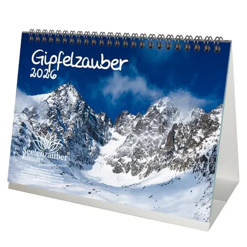 Gipfelzauber DIN A5 Tischkalender für 2026 Berge und Gipfel - Seelenzauber