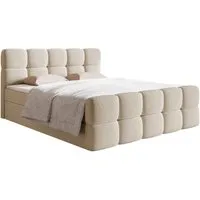 Selsey Boxbett Cloudy, Beige, 140x200 cm - Boxspringbett mit 15 cm Bonellfederkernmatratze und Schaum-Topper für höchsten Schlafkomfort, inklusive praktischen Bettkästen für zusätzlichen Stauraum.