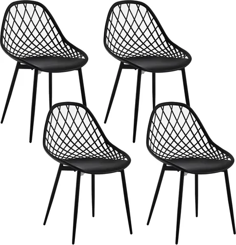 Klihome 4-Fußstuhl Set – Modernes Design in Schwarz für Küche und Wohnzimmer
