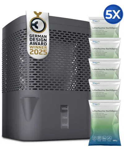 BonAura® Luftentfeuchter ohne Strom für Räume bis 23m² in grau von BonAura