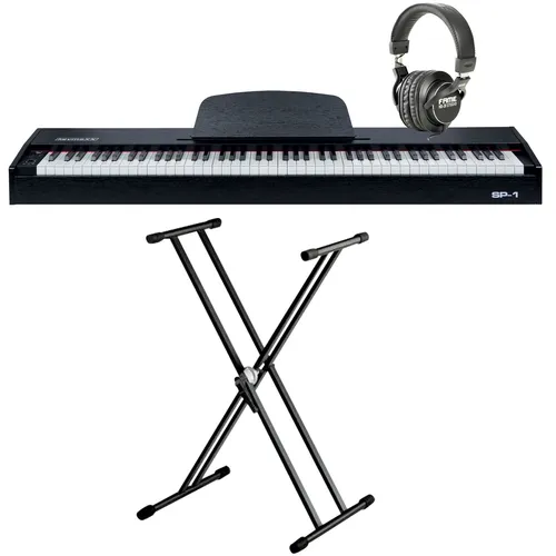 keymaXX SP-1 Digital Piano Anfänger Set 88 Tasten, Pedalen, Ständer & Kopfhörer