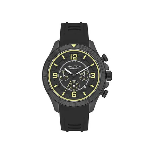 Herrenuhr NAUTICA NST 450 NAI19526G Chrono Silikon Schwarz Gelb Sub 100mt