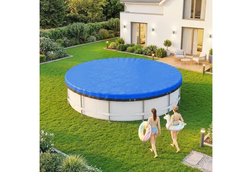 Outsunny Poolabdeckung rund Ø 450 cm – Staub- und wasserdichte Abdeckplane mit Sicherungsseil - Robuste Poolabdeckung für runde Pools (Ø 420-430 cm). Schützt vor Schmutz und Blättern, spart Wasser und Kosten. Einfach zu befestigen dank Spanner – für sorgenfreie Nutzung in Sommer und Winter.