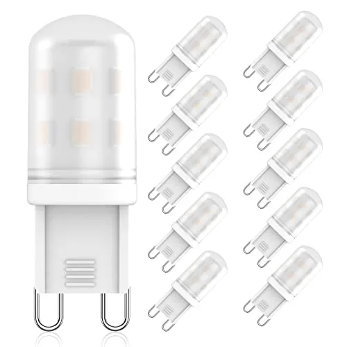 RuLEDne G9 LED Lampe 2W Ersatz Für Halogenlampe 28W 25W 20W, G9 LED Leuchtmittel Warmweiß 2700K, AC 220V-240V, CRI 85+, Kein Flackern, 360 Grad Winkel, Nicht Dimmbar, 10er Pack (2700K)