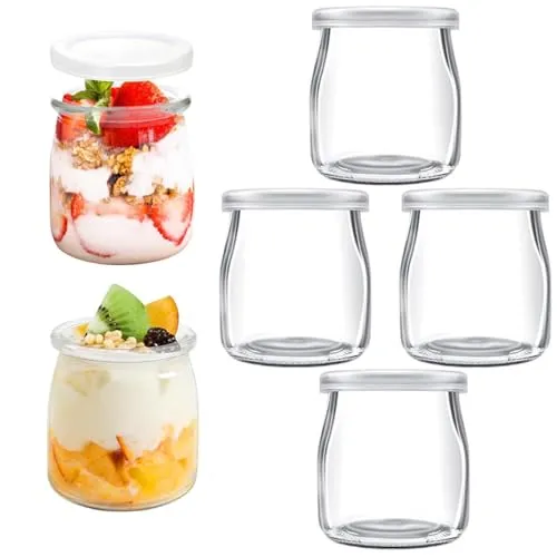 MITUMORMOR 6er Joghurtgläser mit Deckel, 200 ml Gläser Durchsichtige Dessertgläser Glas, Marmeladengläser, Klein Joghurtgläser, Mehrzweck Nachtisch Gläser für Joghurt,Nachtisch,Pudding