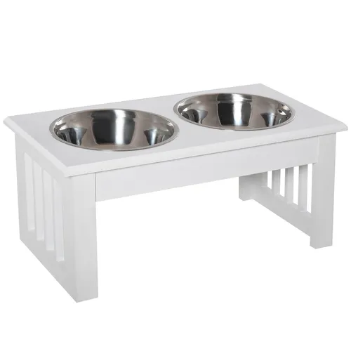 PawHut Erhöhter Hundenapf mit 2 Edelstahlnäpfen - Fressnäpfe für Hunde, ergonomisches Design zur Reduzierung von Gelenkbelastungen und gesündere Fresshaltung für Ihr Haustier.