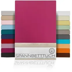 Beautex Spannbettlaken Spannbetttuch Bettlaken aus gekämmter Baumwolle Premium Jersey 160g/m2, Jersey, Gummizug: rundum, (1 Stück) rot 180 cm x 200 cm
