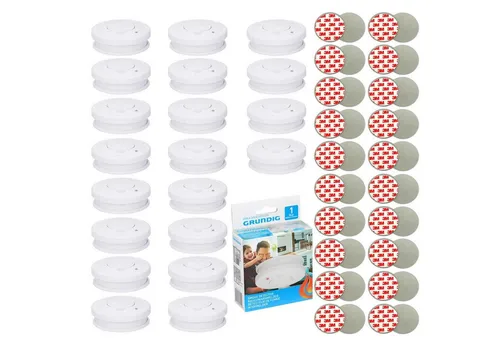 Grundig 20x Rauchmelder 85dB - Rauchmelder für sichere Innenräume, akustischer Alarm mit 85dB, inklusive 9V Batterie und Montagematerial für einfache Installation.