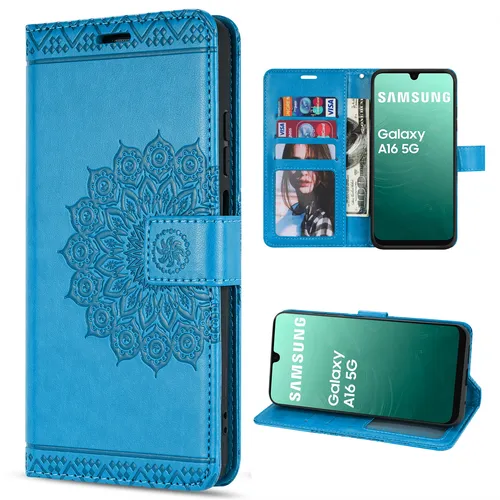 Handy Tasche für Samsung Galaxy A16 Handyhülle Klapphülle Wallet Case in Blau