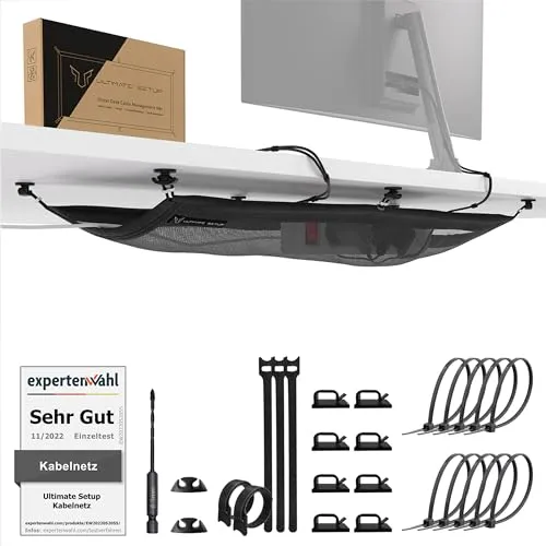 Ultimate Setup Kabelkanal für Schreibtisch - Flexibles Kabelmanagement - Kabelkanal für ideales Kabelmanagement, belastbar und in elegantem Schwarz, perfekt für eine aufgeräumte Arbeitsumgebung unter dem Schreibtisch.
